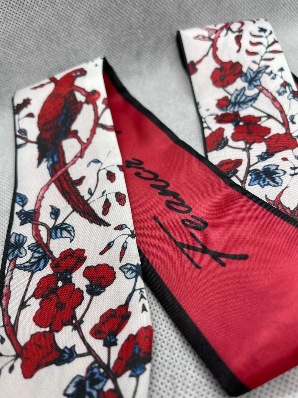 Feanco Red Floral Parrot Scarf Tie